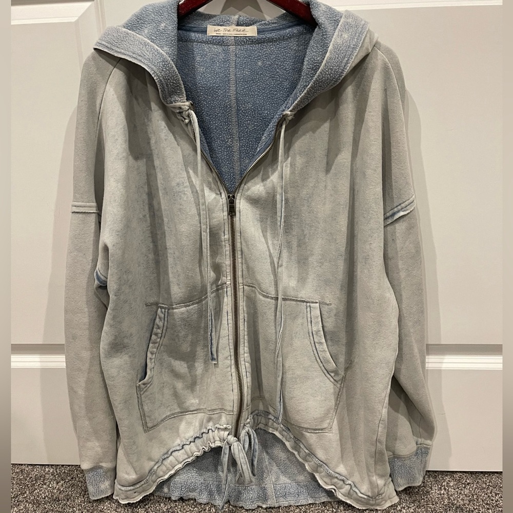 Free people full-zip hoodie - faded soft blue